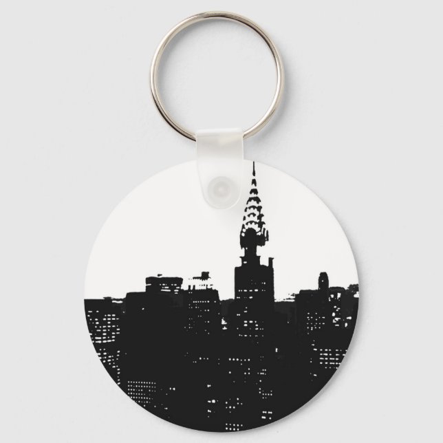 Pop Art New York Silhouette Key Ring (Front)