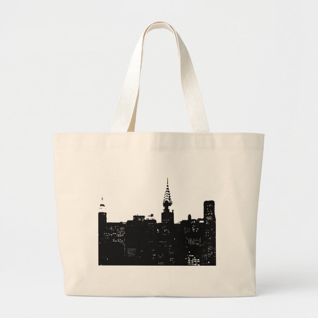 Pop Art New York Silhouette Large Tote Bag (Front)