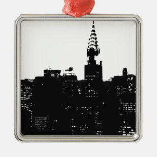 Pop Art New York Silhouette Metal Tree Decoration