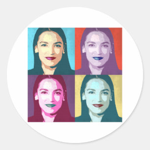 Pop Art Ocasio-Cortez Classic Round Sticker
