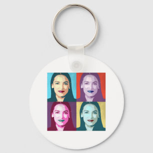 Pop Art Ocasio-Cortez Key Ring