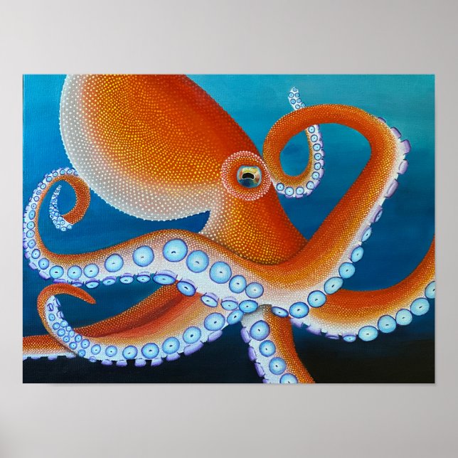 Pop Art Octopus Fine Art Print Value Poster Paper  (Front)