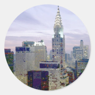 Pop Art Oil Paint Effect New York Classic Round Sticker