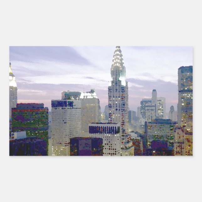 Pop Art Oil Paint Effect New York Rectangular Sticker (Front)