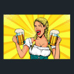 Pop Art Oktoberfest Woman with Beer Poster<br><div class="desc">Fun Oktobefest or Beer fest event with pop art style woman winking. She wearing a traditional dirndl and holding two beers in mugs.</div>