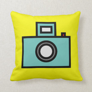 Pop art old camera yellow  cushion