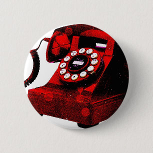 Pop Art Old Desk Telephone Box 6 Cm Round Badge