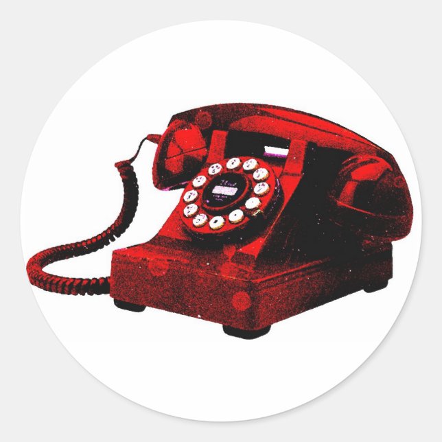 Pop Art Old Desk Telephone Box Sticker (Front)