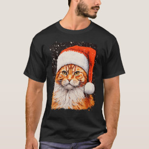 Pop Art Orange Ginger Christmas Cat T-Shirt
