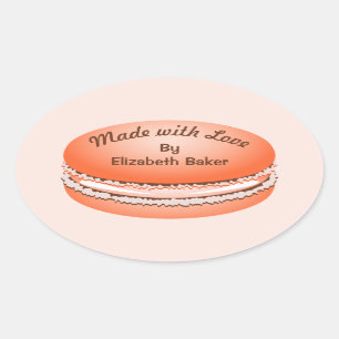 Pop Art Orange Macaron Cookie Personalised Oval Sticker