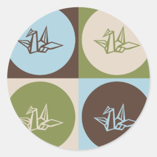 Pop Art Origami Classic Round Sticker