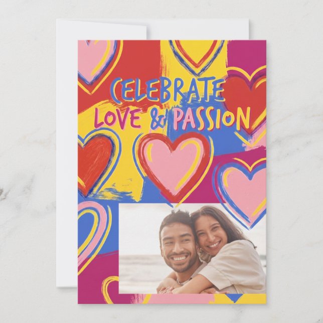 Pop Art Painterly Valentine's Day Postcard  (Front)