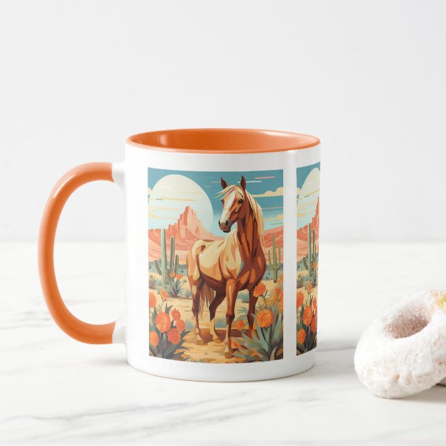 Pop Art Palomino Desert Horse Mug (With Donut)