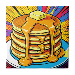 Pop Art Pancake Stack Syrup Ceramic Tile