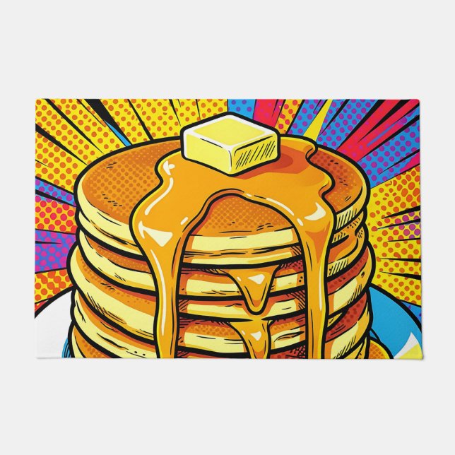 Pop Art Pancake Stack Syrup Doormat (Front)