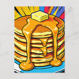 Pop Art Pancake Stack Syrup Postcard