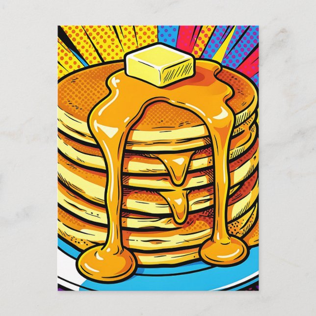 Pop Art Pancake Stack Syrup Postcard (Front)