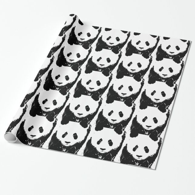 Pop Art Panda Christmas Gift Wrap (Unrolled)
