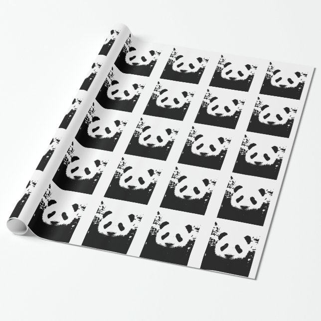 Pop Art Panda Christmas Wrapping Paper (Unrolled)