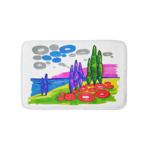 Pop Art Paradise – Bold Graphic Landscape Bath Mat