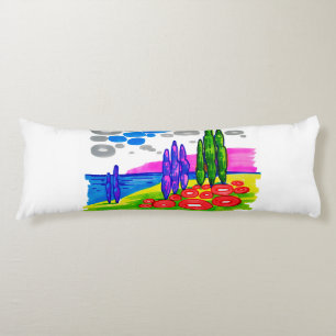 Pop Art Paradise – Bold Graphic Landscape Body Cushion