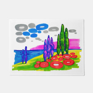 Pop Art Paradise – Bold Graphic Landscape Doormat