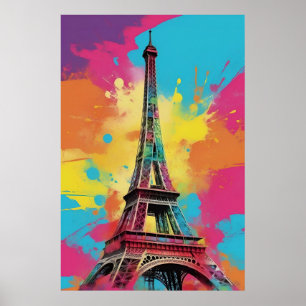 Pop Art Paris Eiffel Tower Poster Wall Art Print