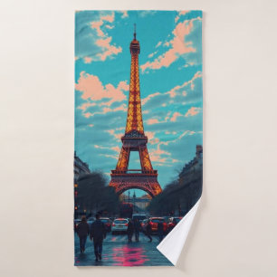 Pop Art Paris – Vibrant Retro Cityscape Bath Towel Set