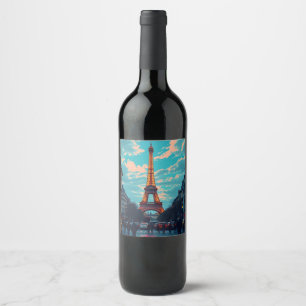 Pop Art Paris – Vibrant Retro Cityscape Wine Label