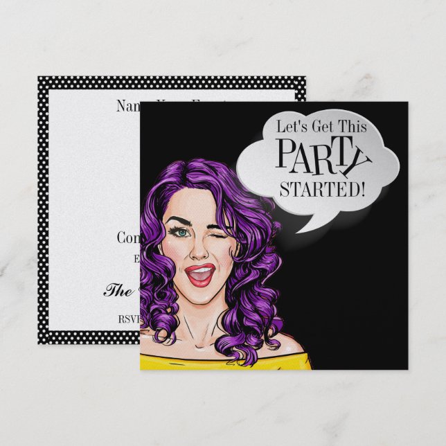 Pop Art PARTY Invitation (Front/Back)
