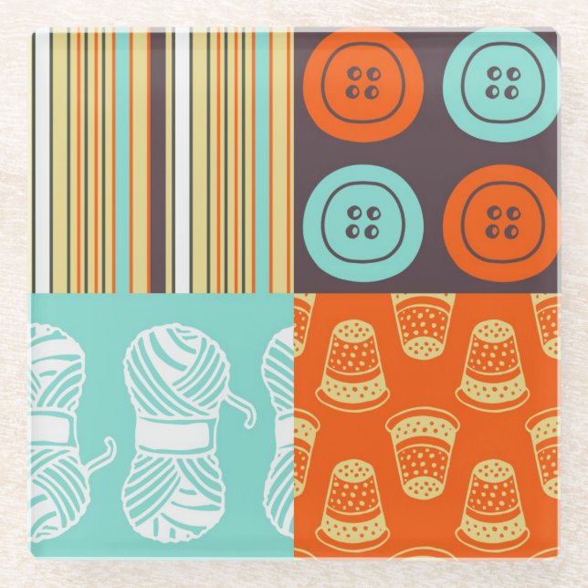 Pop-art pattern - sewing glass coaster (Front)