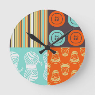 Pop-art pattern - sewing round clock