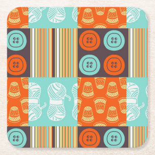 Pop-art pattern - sewing square paper coaster