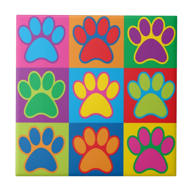 Pop Art Paws Ceramic Tile (Front)