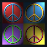 Pop Art Peace Sign Poster<br><div class="desc">Get groovy and promote peace with this Pop Art Peace Sign Poster featuring four colourful peace signs in fun and funky colours in true hippie style.
Click on any of the poster icons below to view that poster in larger format.</div>