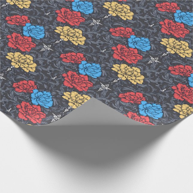 Pop Art Peonies Floral Wrapping Paper (Corner)
