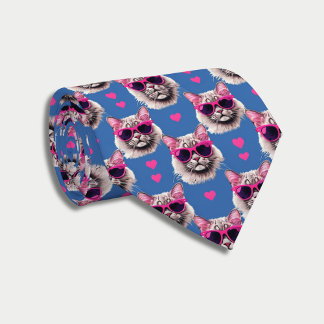 Pop Art Persian Cat with Sunglasses Tie