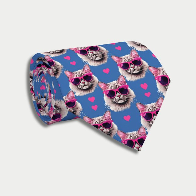 Pop Art Persian Cat with Sunglasses Tie (Creator Uploaded)