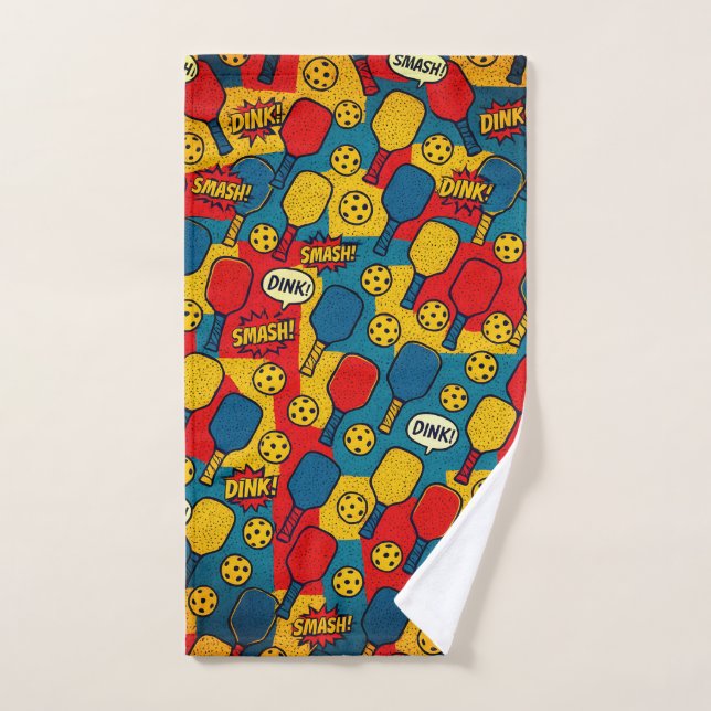 Pop Art Pickleball – Retro Comic-Style Design Hand Towel (Hand Towel)