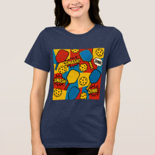 Pop Art Pickleball – Retro Comic-Style Design Tri-Blend Shirt