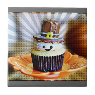 Pop Art Pilgrim Cupcakes Ceramic Tile
