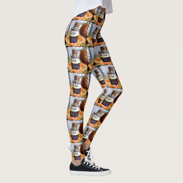 Pop Art Pilgrim Cupcakes Leggings (Right)