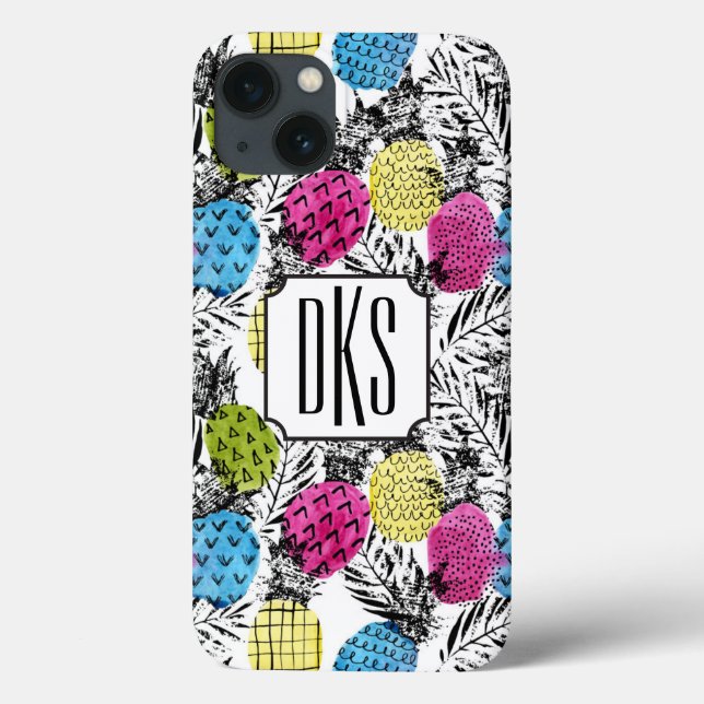 Pop Art Pineapples And Palm Leaves | Monogram Case-Mate iPhone Case (Back)