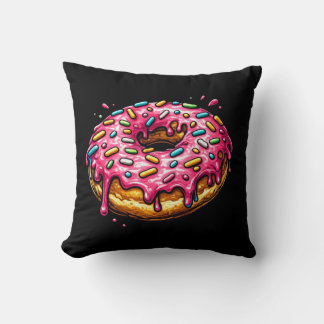 Pop Art Pink Donut Cushion Pillow