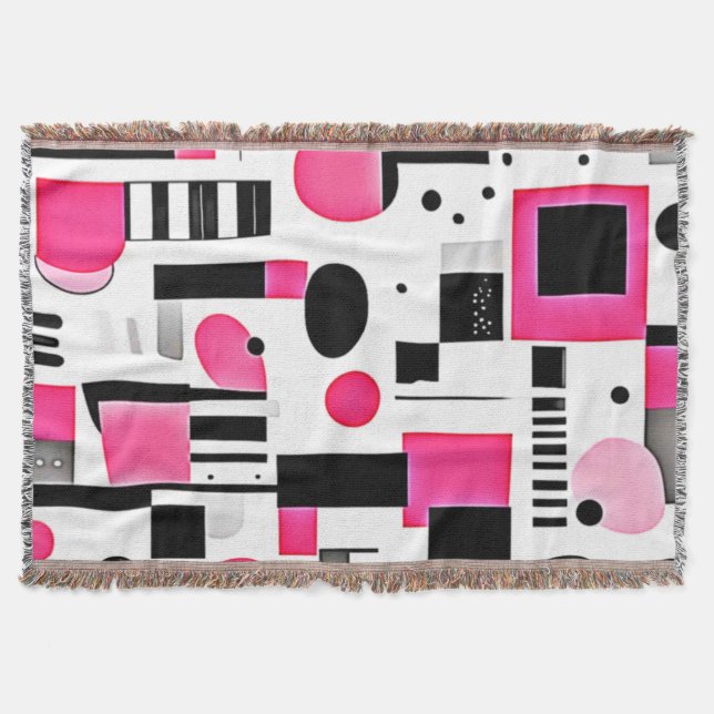 Pop Art Pink Geometry Design Throw Blanket (Front)