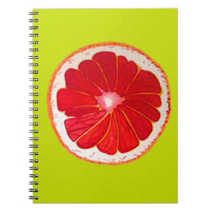 Pop art pink grapefruit original watercolour notebook