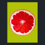 Pop art pink grapefruit original watercolour poster<br><div class="desc">A cute and colourful vibrant pink grapefruit fruit slice from an original painting by artist Sacha Grossel. This large pop art style fruit is pink orange and very bright and colourful against a customisable pine lime coloured background. Quirky and original.</div>