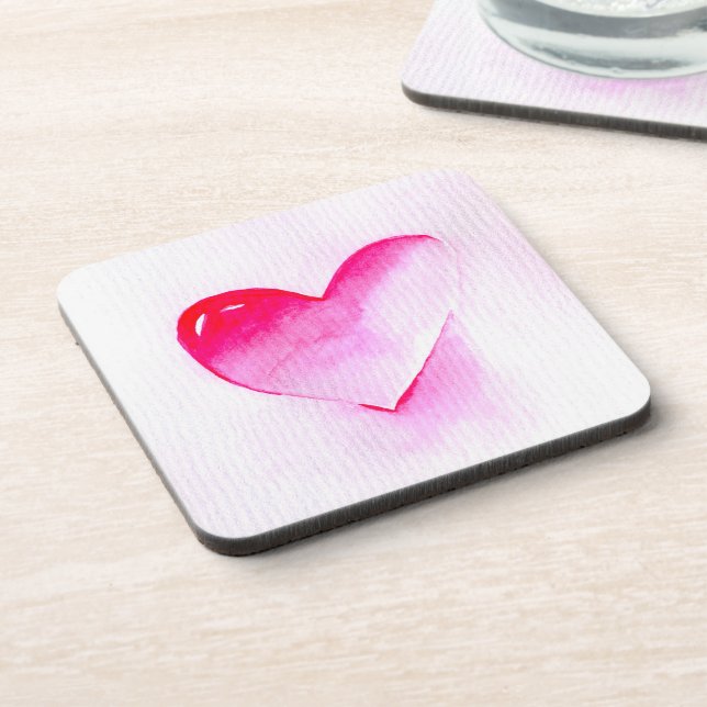 Pop art pink heart valentine coaster (Left Side)