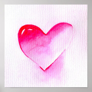 Pop art pink heart valentine poster