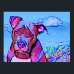 Pop Art Pit Bull Puppy Dog Poster<br><div class="desc">Pop art of an American Pitbull puppy dog,  with America's mountain,  snow covered Pikes Peak,  in the background.</div>